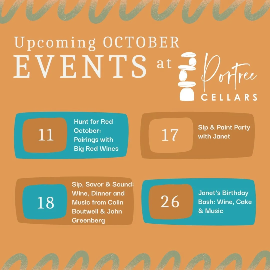 It's October and it's Texas Wine Month! 

Come out to Portree Cellars for some great 100% Texas wine, delicious food and awesome music events.  And join us around the Hill Country for more fun!  Sign up on our website and enjoy the best of the season