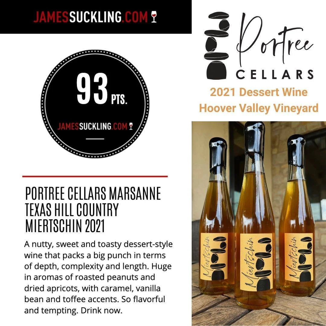 Need something to pair with your pecan pie?

Try our madiera-style 2021 Dessert Wine made from 100% Texas Hill Country Marsanne.  Stop by our tasting room and pick up a few for your holiday gatherings!  Cheers!

#portreecellars #dessertwine #marsanne
