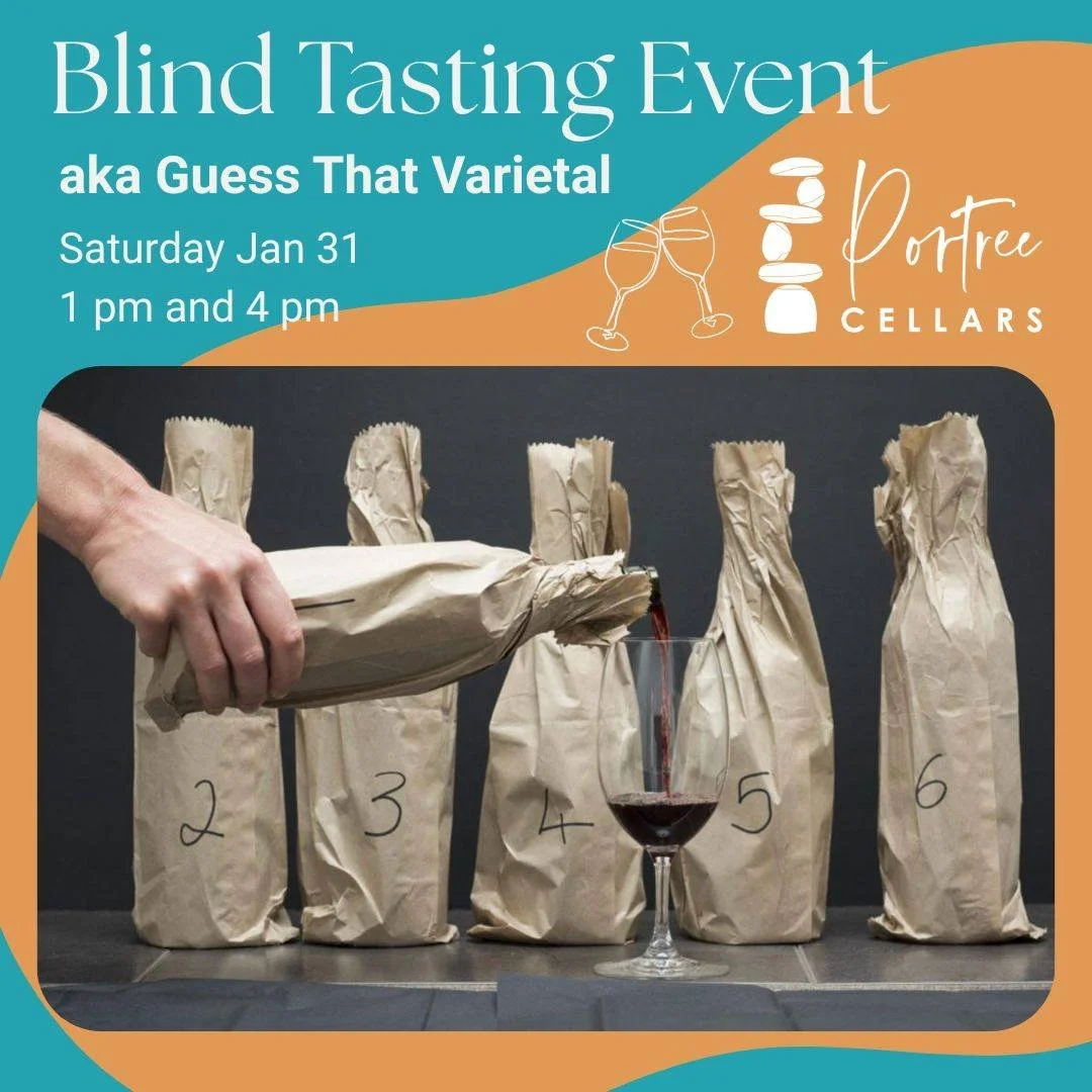 Looking for something fun to do? 

Join us Saturday Jan 31st for a blind tasting of 6 Texas red wines, learn about varietal characteristics, test your taste buds and win prizes! 

Two seatings available.  Reserve your spot at www.portreecellars.com.
