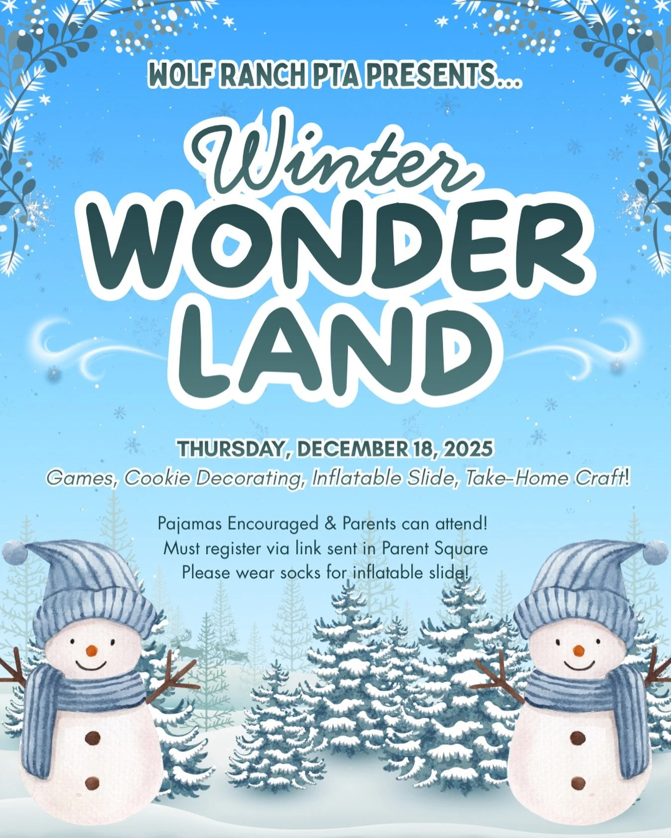 ❄️✨ Tomorrow&rsquo;s the day! ✨❄️ Wolf Ranch Winter Wonder Land is here!

📅 Thursday, December 18
🎉 Games &bull; Cookie Decorating &bull; Inflatable Slide &bull; Take-Home Craft

🧸 Pajamas encouraged
👨&zwj;👩&zwj;👧 Parents welcome
🧦 Don&rsquo;t