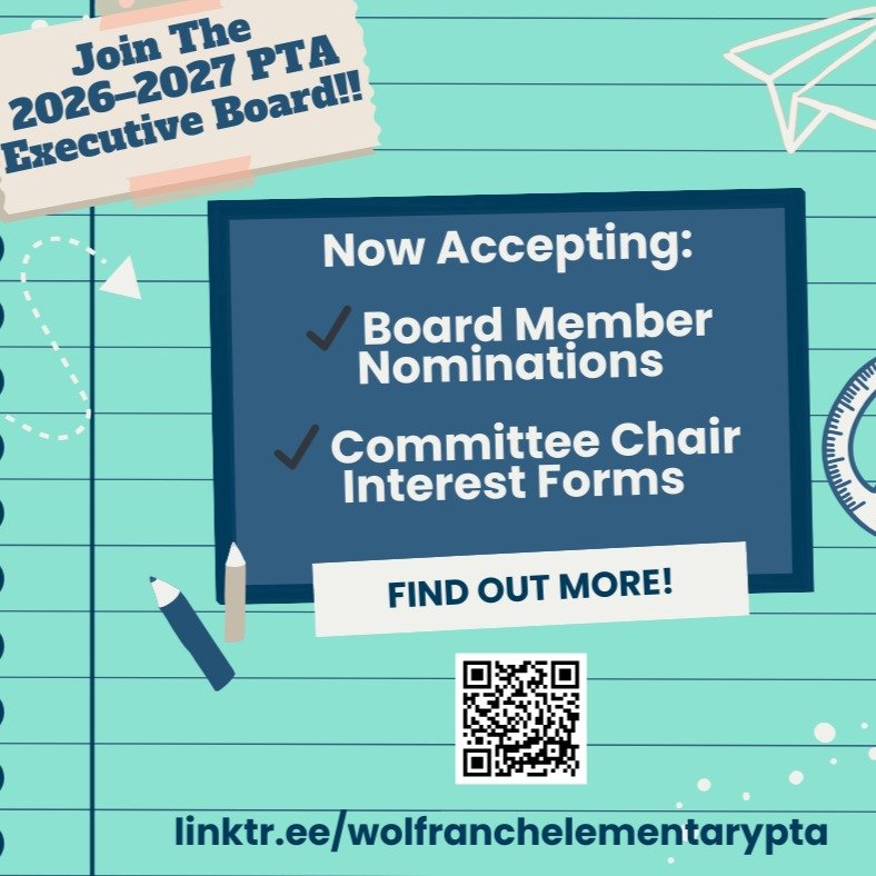 Our PTA is beginning the process of building the 2026&ndash;2027 PTA Executive Board, and we would love your help! 

⭐ We Are Now Accepting:
✔ Board Member Nominations
✔ Committee Chair Interest Forms

Whether you&rsquo;re interested in a leadership 