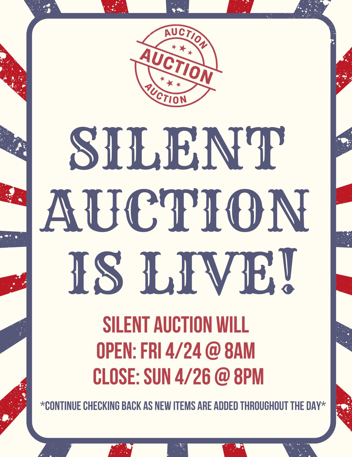 🚨 BIDDING IS LIVE! 
Our Silent Auction is officially OPEN!

✨ Don&rsquo;t miss the teacher experiences your kids will be talking about all year &amp; tons of amazing items!

⏰ Bidding ends Sunday at 8PM, don&rsquo;t wait!

🔗 Start bidding now (link
