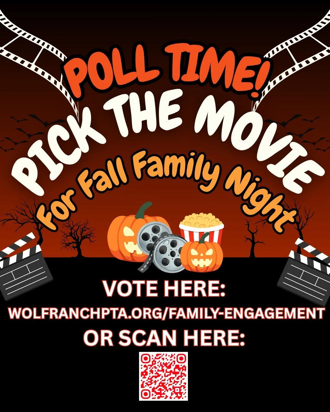 🍿 Help us pick this year&rsquo;s Fall Family Movie! Cast your vote at wolfranchpta.org/family-engagement.

Voting closes October 19, make your pick today! 🎬