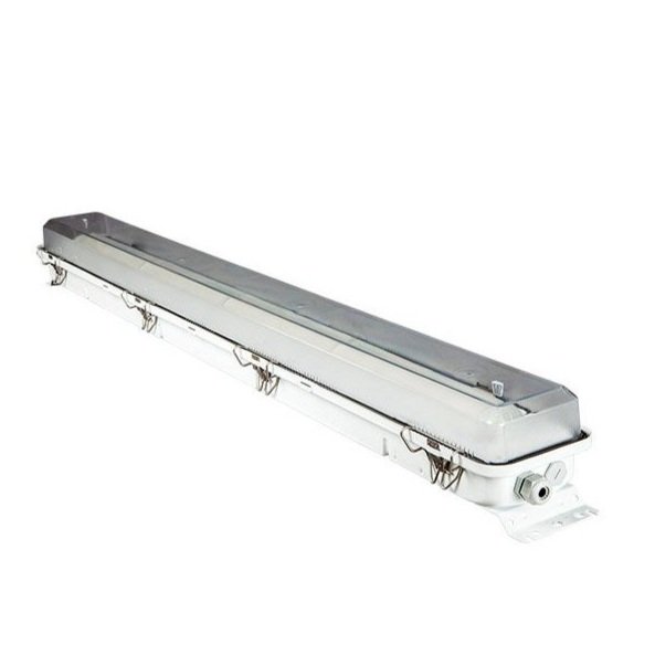 Long waterproof, open deck luminaire MIR S LED with fixed end brackets. Steel or Aluminum. 
