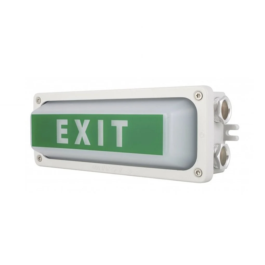 Selcast 4700 LED exit luminaire, 110V/240V, 24V, IP67. 3W 230lm, 6W 490lm