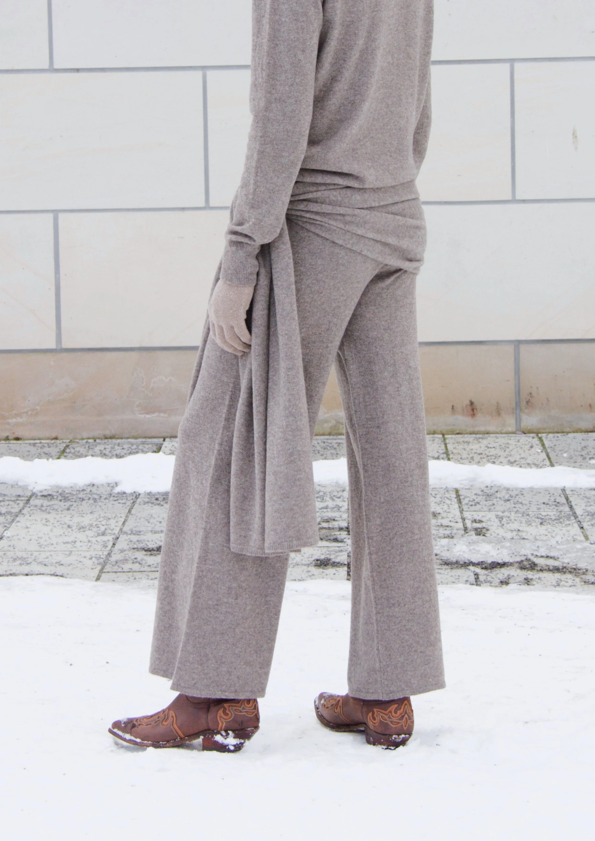 HOBerlin Hand of origin yak wool wide leg pants grey