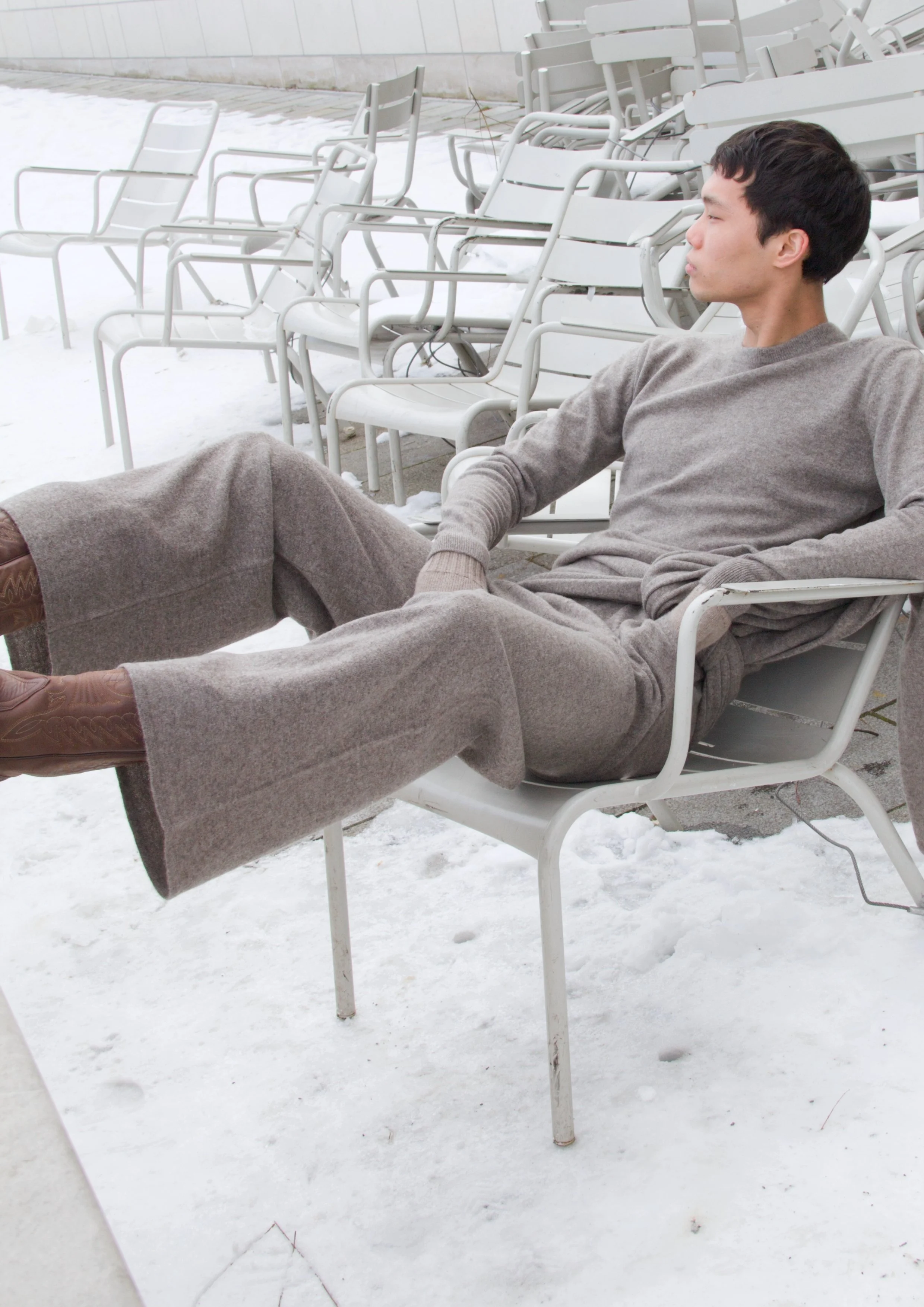 HOBerlin Hand of origin yak wool wide leg pants grey