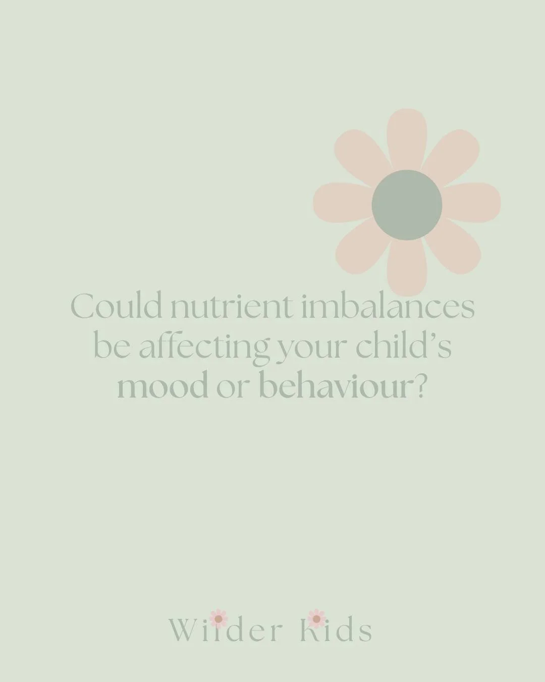 Could nutrient imbalances be affecting your child&rsquo;s mood or behaviour?

🍇Low zinc &rarr; picky eating

👧 Low magnesium &rarr; hyperactivity

😔 Low vitamin D &rarr; low mood

😁 Low B6 &rarr; emotional dysregulation

These are just a few of t