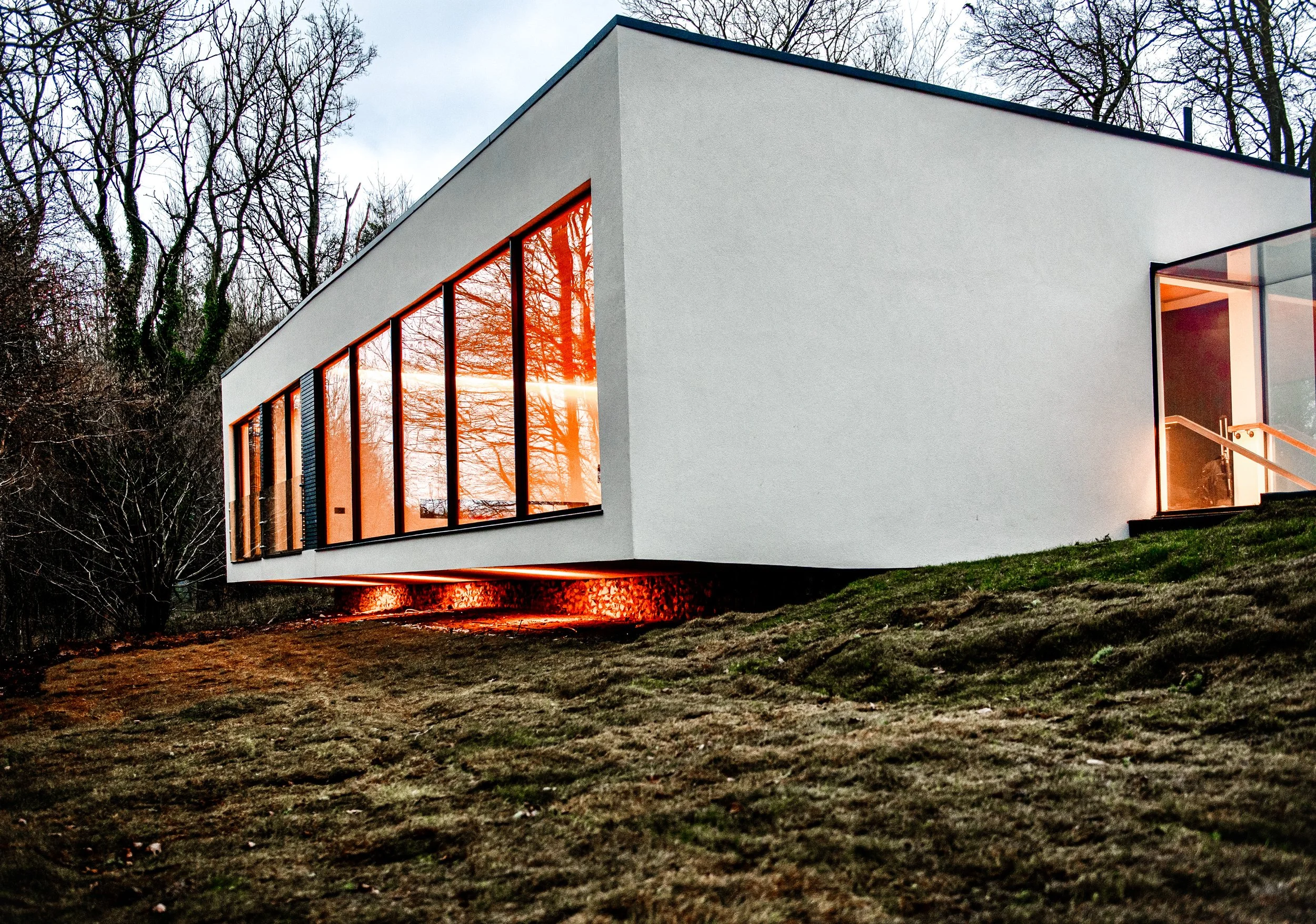 The new build guest house in its landscape setting