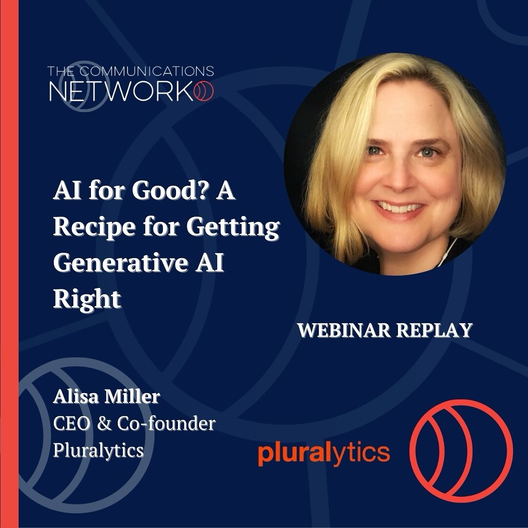 ICYMI: Click the link in bio for a replay of yesterday&rsquo;s AI-focused webinar&nbsp;with Alisa Miller of Pluralytics AI/Board Chair of Lumina Foundation!

#communications&nbsp;#nonprofit&nbsp;#philanthropy&nbsp;#comms4good&nbsp;#leadership&nbsp;#l