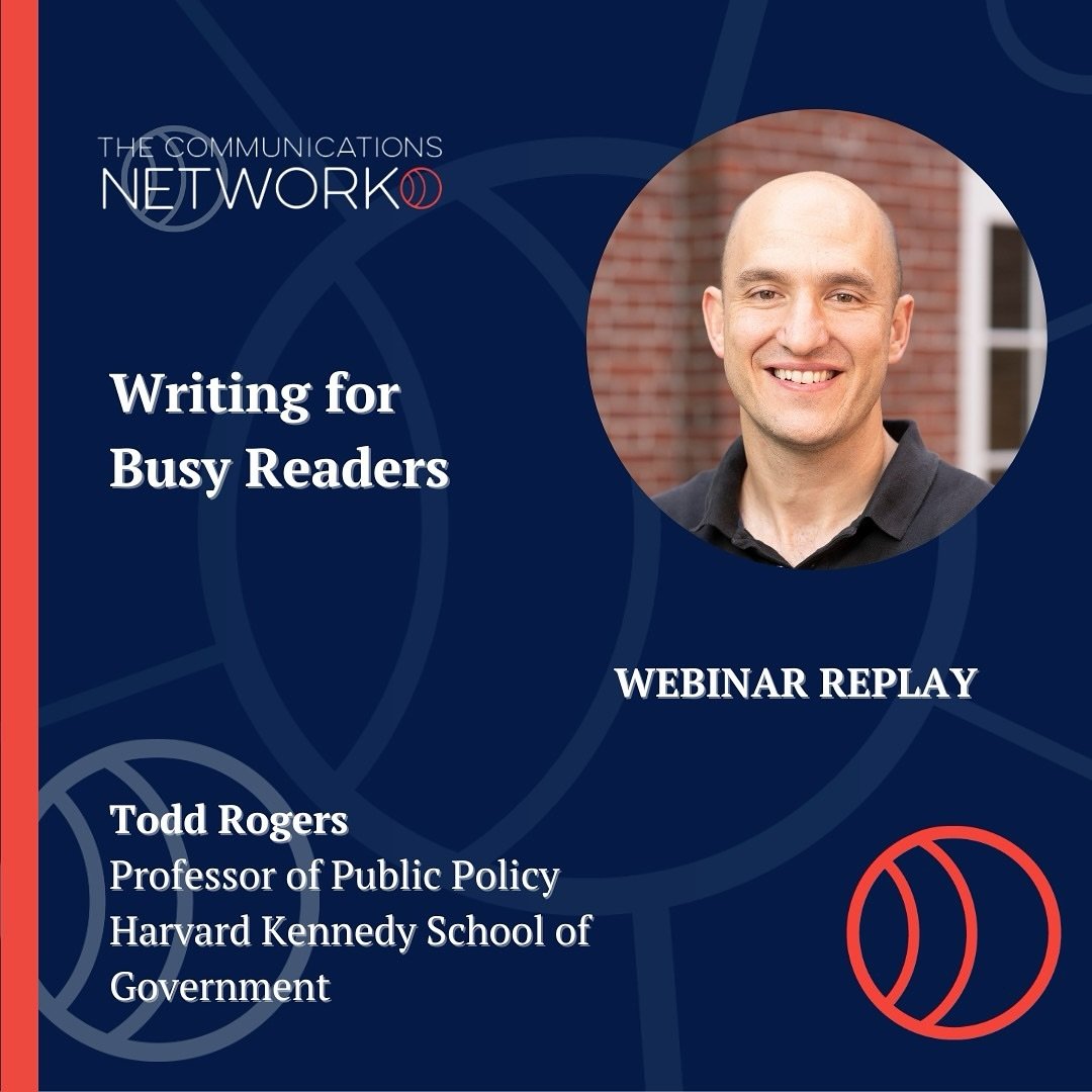 ICYMI: Understand the behavioral science behind brevity! Watch a replay of 'Writing for Busy Readers' with Todd Rogers &amp;&nbsp;Nora Delaney of Harvard Kennedy School&nbsp;at the link below:

#communications #nonprofit #philanthropy #leadership #le