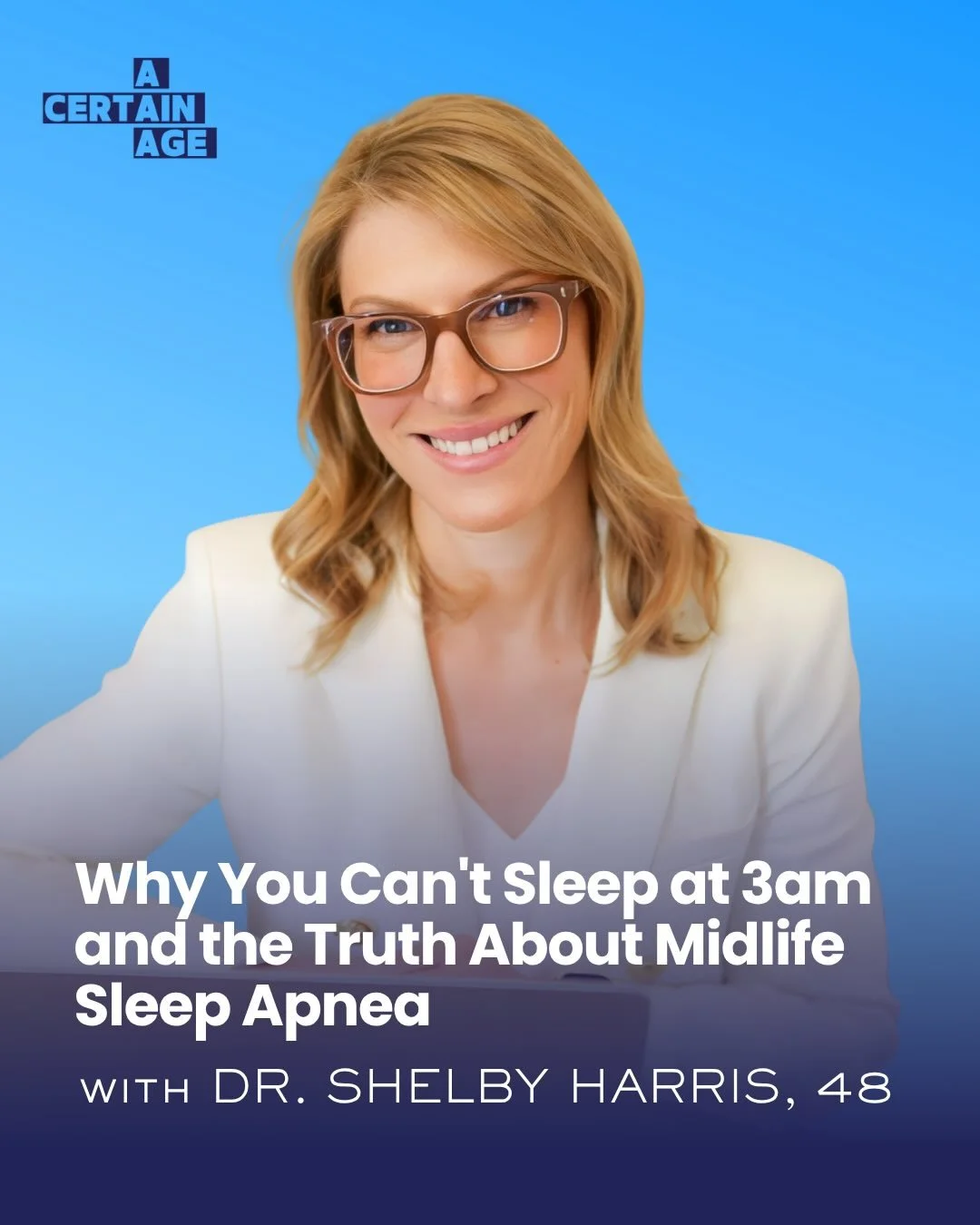 NEW EPISODE 🎙️

Lying awake at 3am replaying tomorrow&rsquo;s to-do list? 

Surprise! 

Your nighttime sleep issues may be a daytime problem. 

Back for a third time on @acertainagepod, board-certified sleep expert Dr. Shelby Harris, author of &ldqu