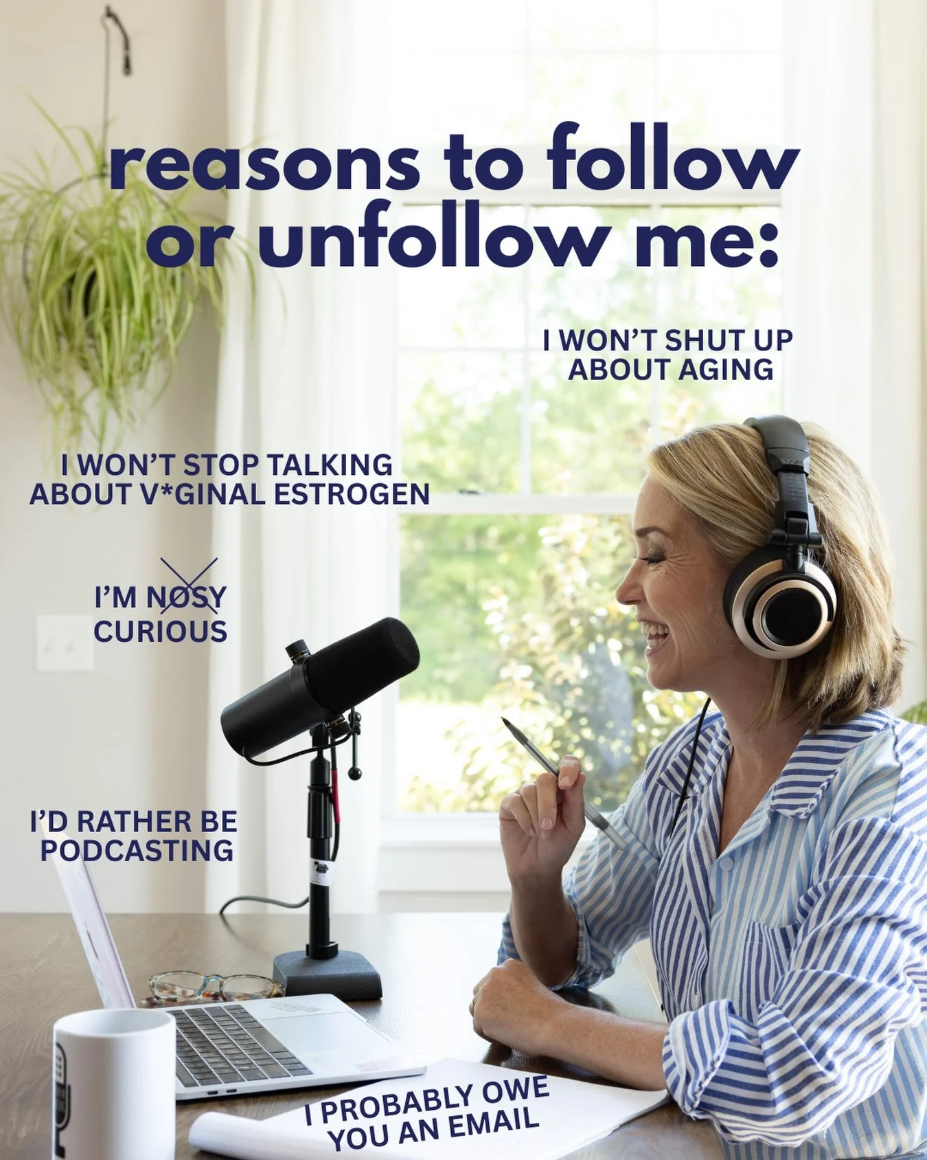Hi 👋 or bye! 

Just a midlife podcaster over here hanging out and encouraging other women to #AgeOutLoud. 

And to use v*ginal estrogen obvs.