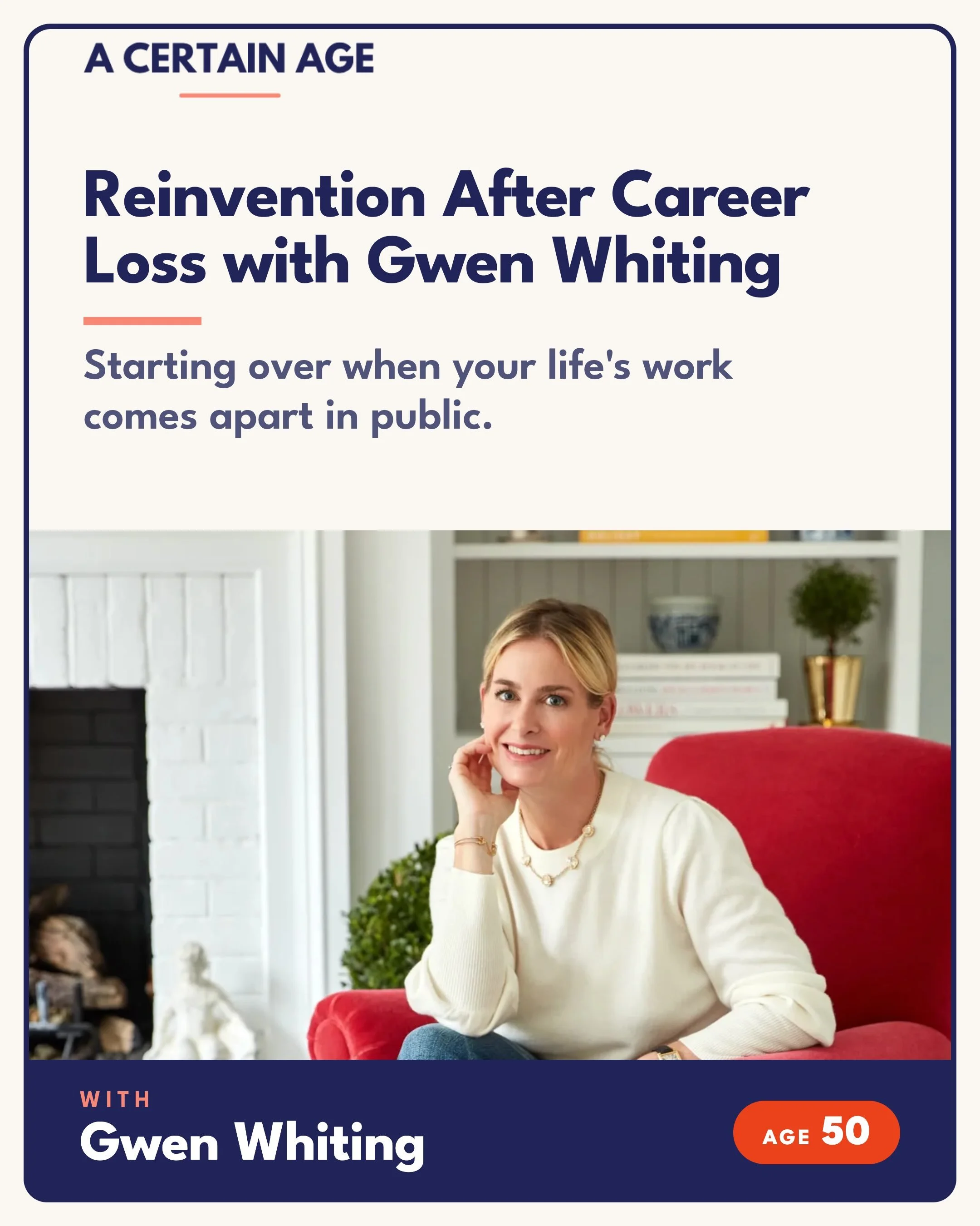 NEW EPISODE 🎙️

How do you start over in midlife after watching something you built get taken apart in public? 

Gwen Whiting, co-founder of The Laundress (sold to Unilever for a reported $100 million), watched a massive recall of her brand make nat