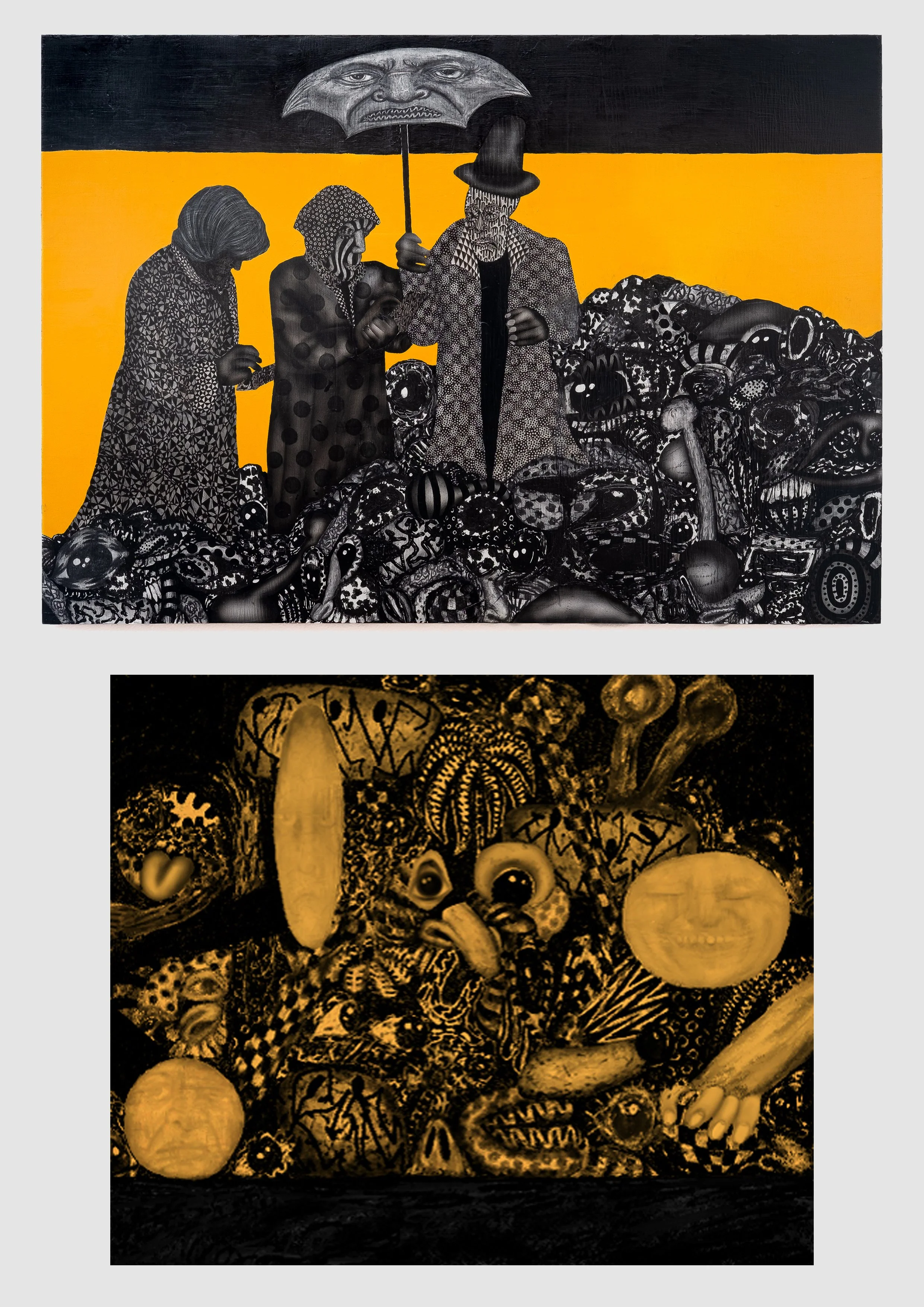 Remains II, 2025. Dual work (physical + digital components). Physical: Mixed media and embedded code on wood panel, 100 × 70 cm.
Digital: Ordinal inscription with inbuilt decay mechanism, 500 × 420 px.