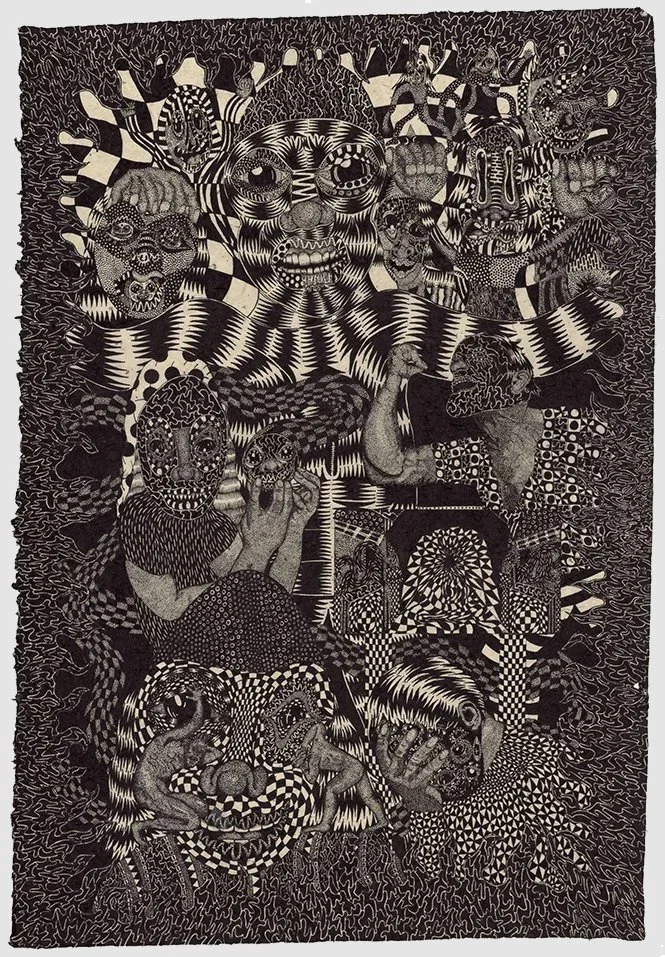 Watching the World Burn, 2019.
Ink on washi paper.
55 x 85 cm.