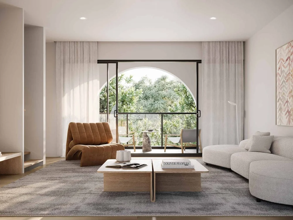 Stylish lounge area in properties for sale within very modern luxury Gold Coast residences