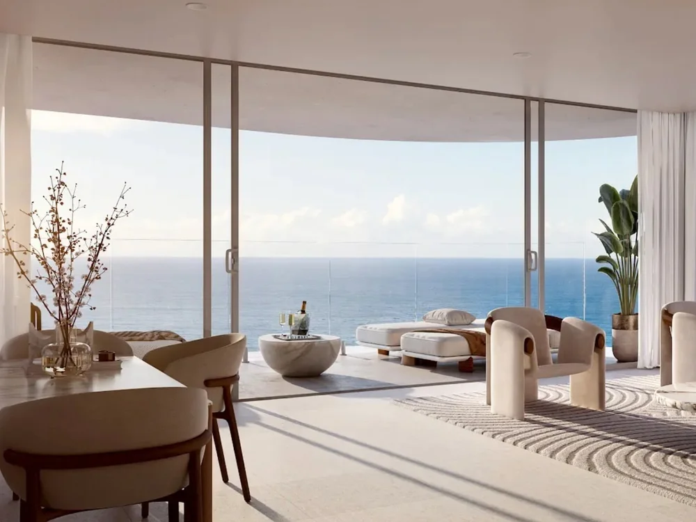 Lounge and dining in a luxury Mermaid Beach apartment on the Gold Coast