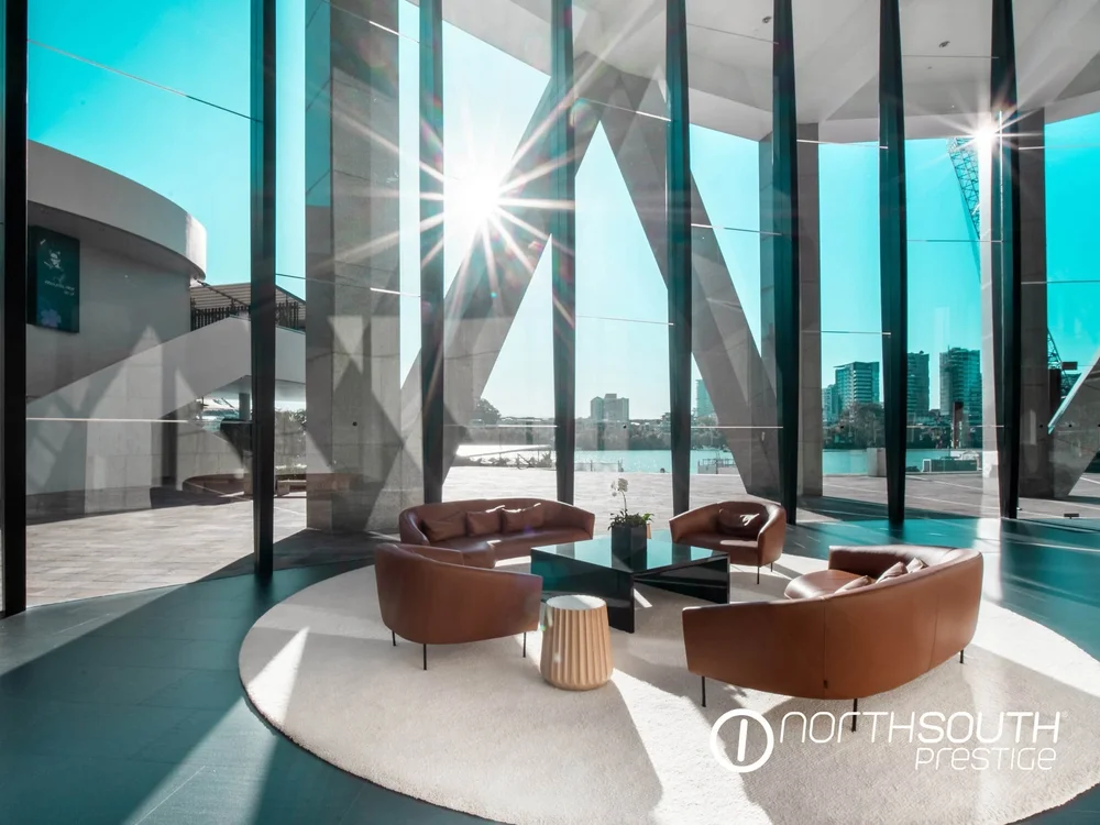 Lobby area at Riparian Plaza luxury Brisbane apartment included in properties for sale
