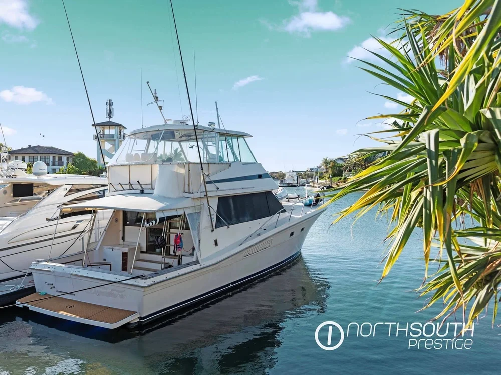 Luxury boat docked at Sovereign Islands Gold Coast property listed in properties for sale