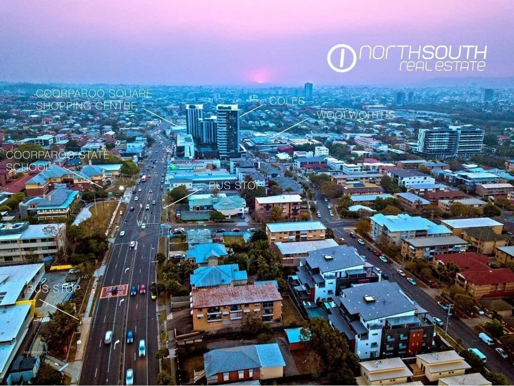 Proximity aerial view showing location of DA approved 11 townhomes site on Old Cleveland Road Coorparoo featured in properties for sale