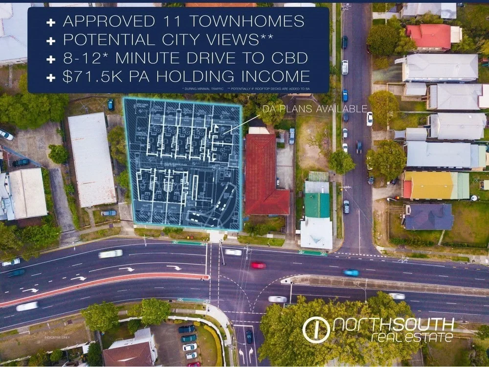 Development site for DA approved 11 townhomes on Old Cleveland Road Coorparoo included in properties for sale