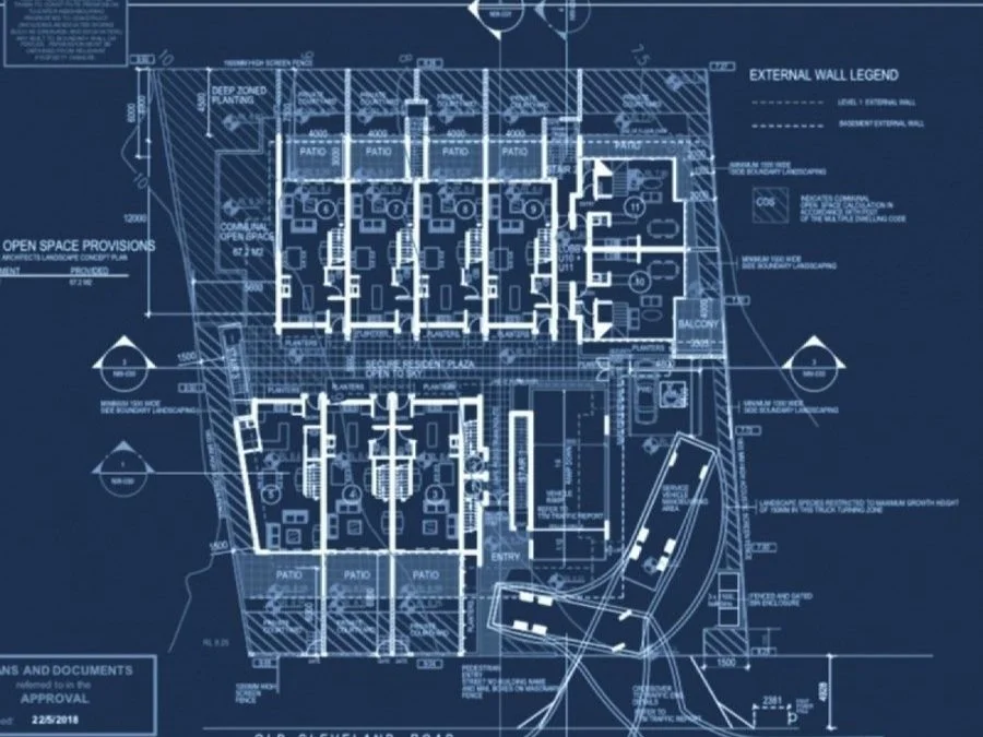 Aerial view of DA approved plans for 11 townhomes on Old Cleveland Road Coorparoo featured in properties for sale