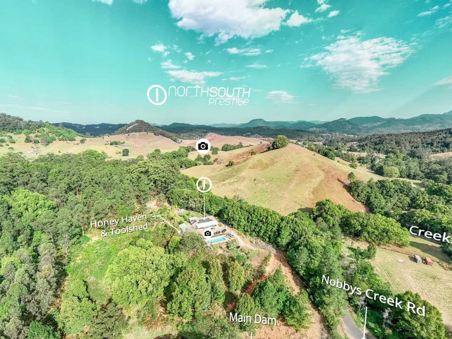 360 degree virtual tour of properties for sale northern nsw nobbys creek 100 acres, providing a full view of the property.