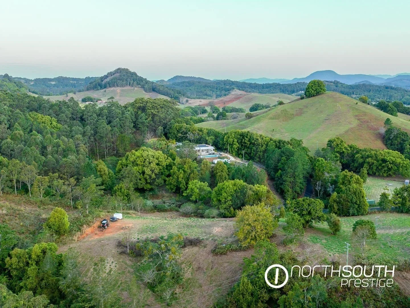 Aerial drone footage of properties for sale northern nsw nobbys creek 100 acres.