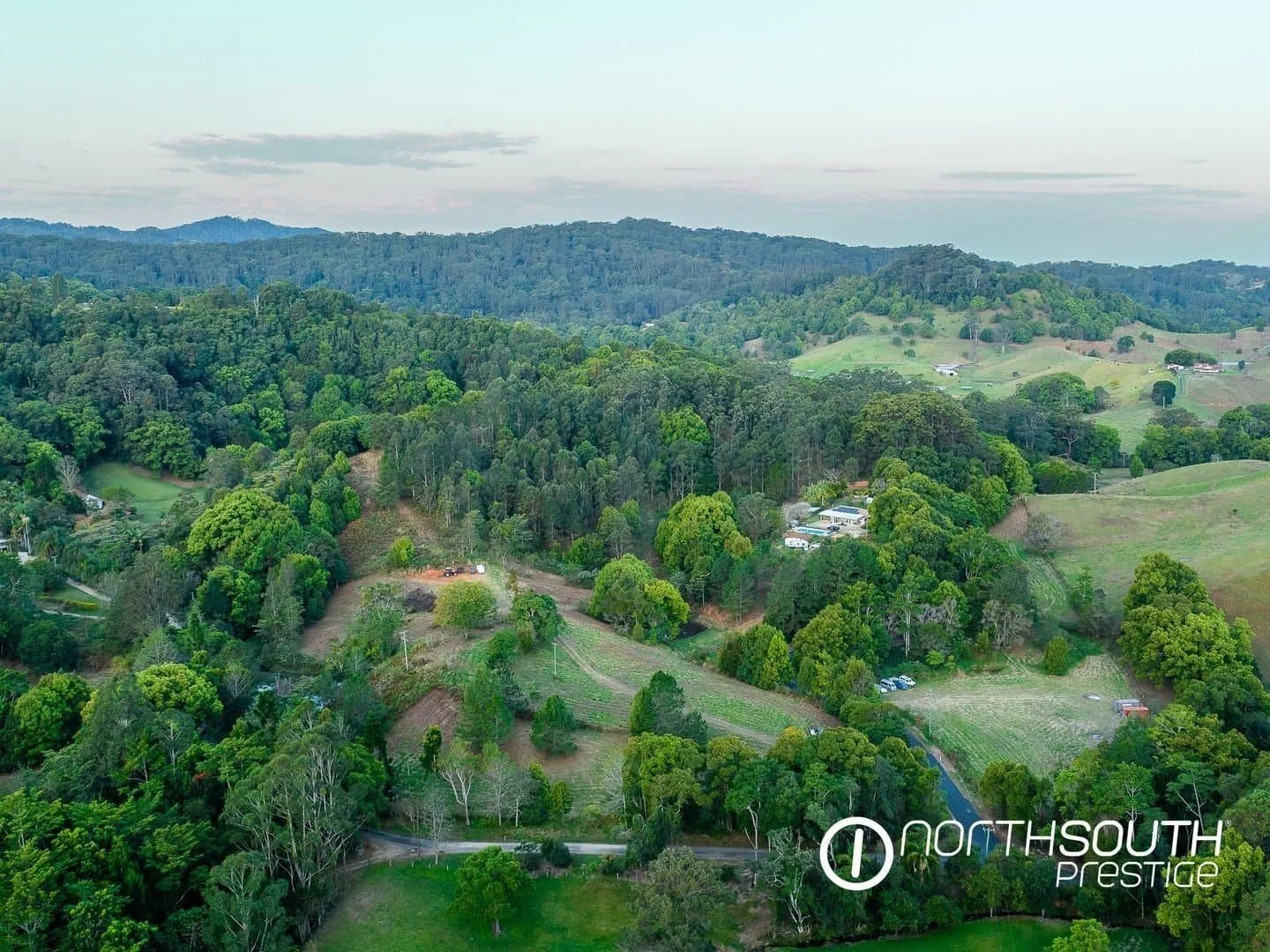 Drone footage showing hills at properties for sale northern nsw nobbys creek 100 acres.
