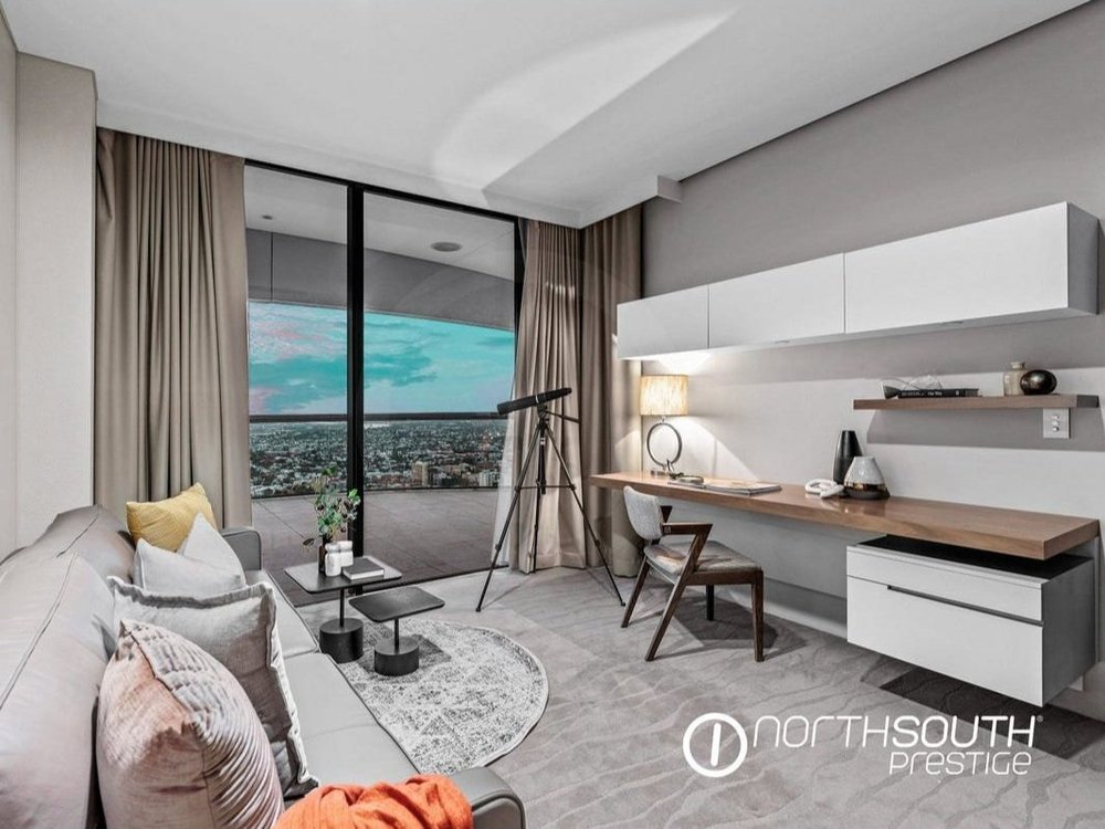 Study with stunning view at properties for sale Brisbane riparian plaza apartment 4202.