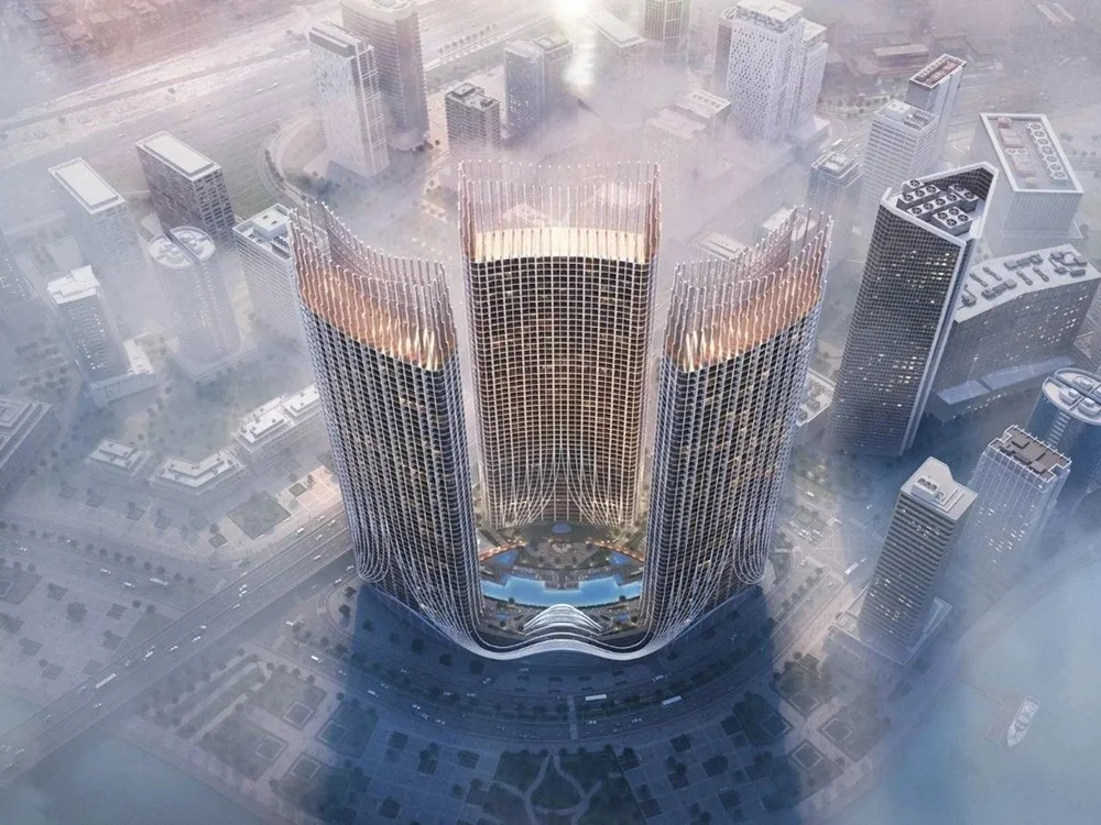 Waterfront properties for sale Dubai Binghatti Skyrise luxury apartments with Burj Khalifa views