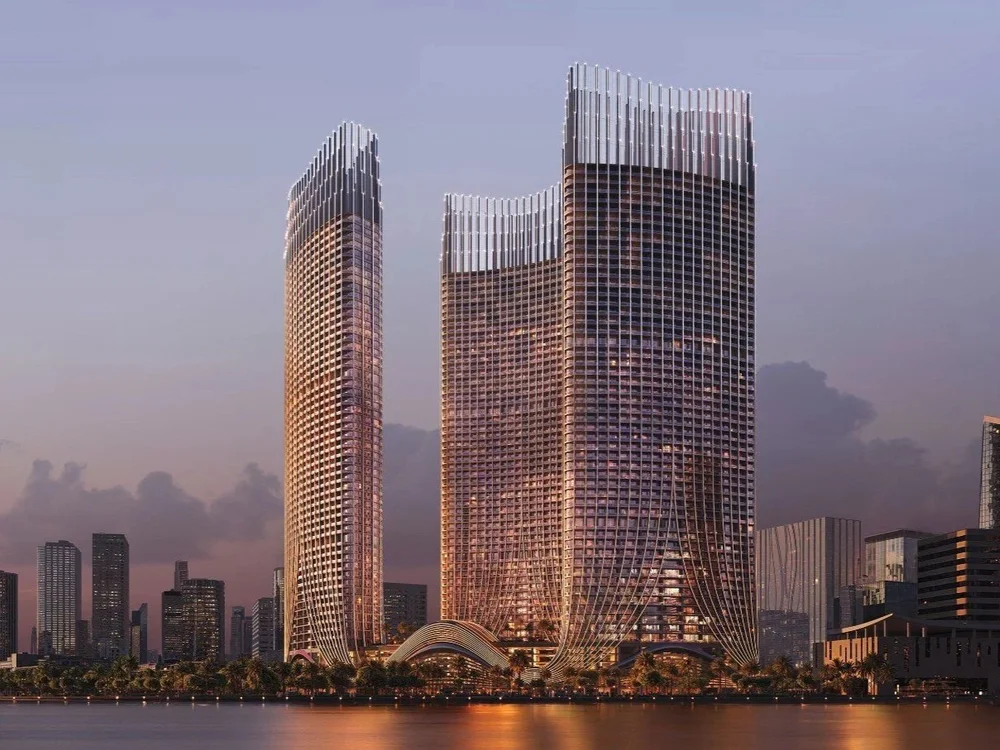 Skyline view of properties for sale Dubai Binghatti Skyrise luxury apartments overlooking Business Bay