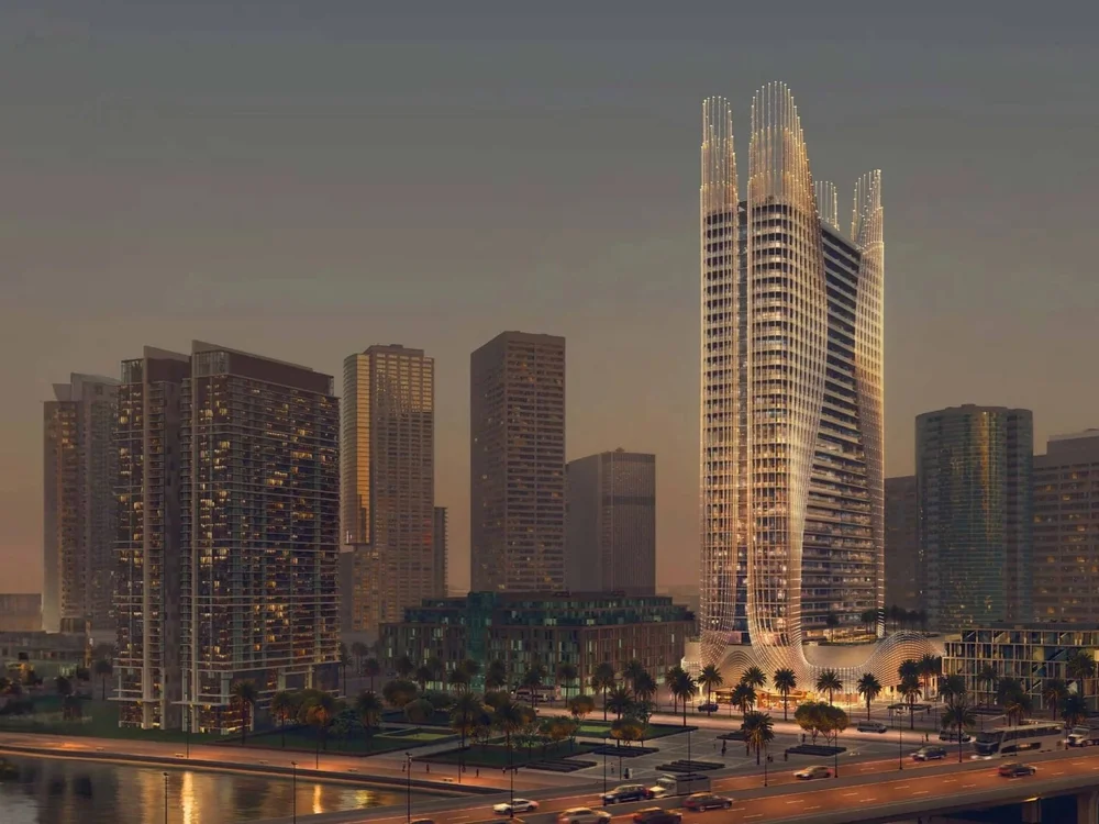 Skyhall Binghatti tower and Dubai skyline, luxury properties for sale in Dubai