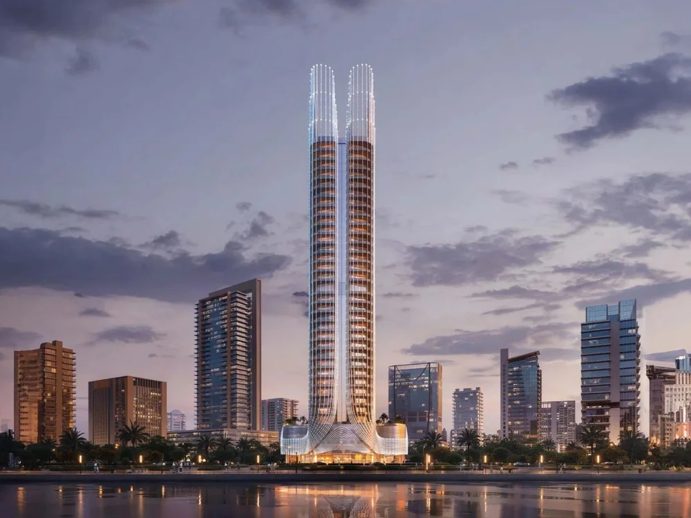 Skyhall Binghatti building facade, luxury properties for sale Dubai