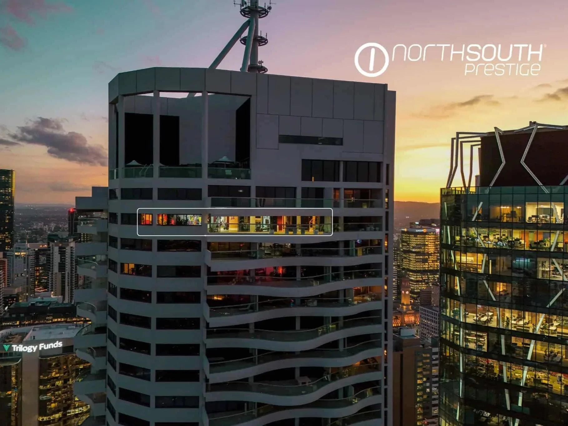 Tower in cityscape – Brisbane properties for sale Riparian Plaza apartment 5002