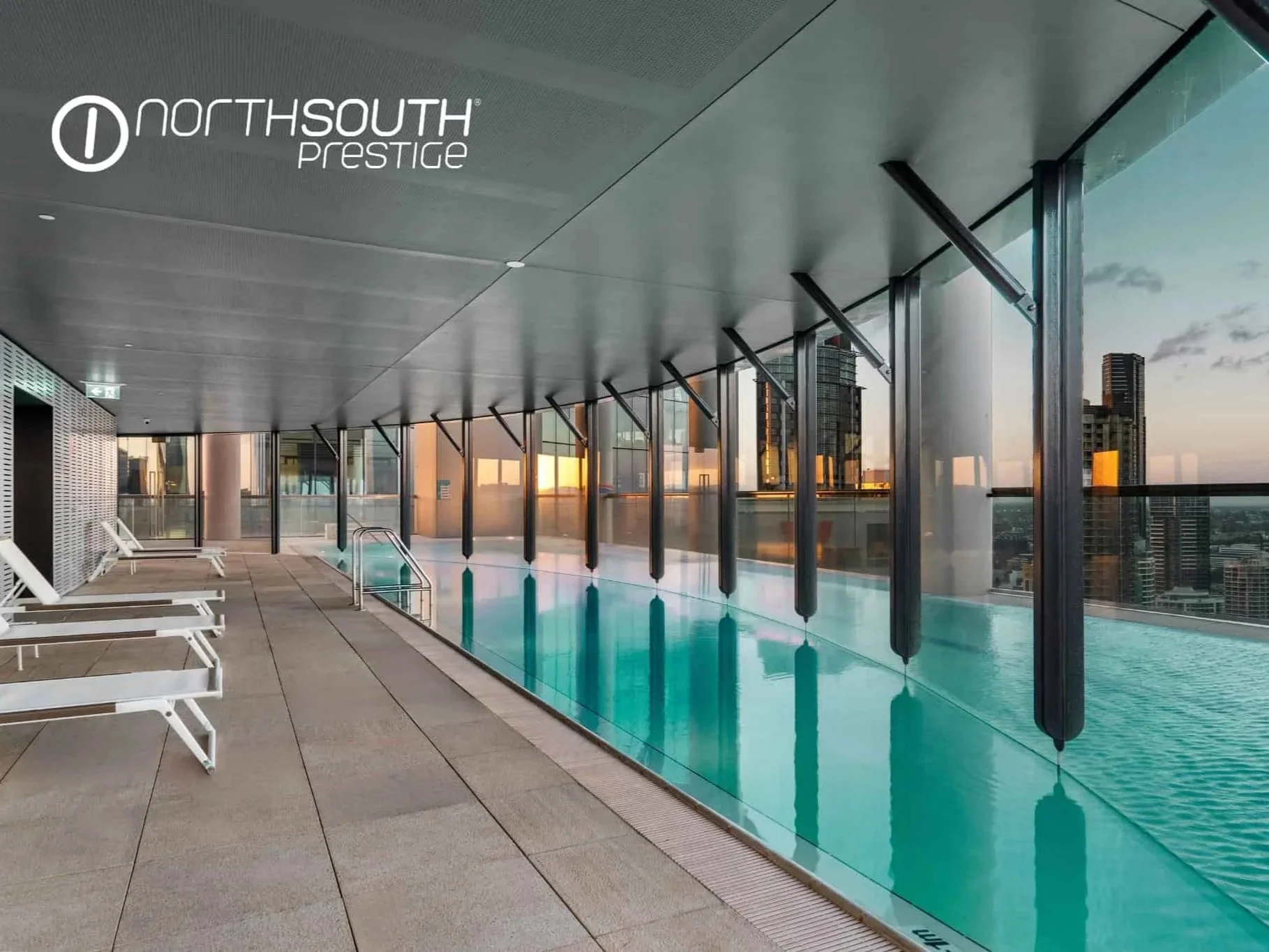 Recreational Facilities Level 39 indoor pool with sunset views – Brisbane properties for sale Riparian Plaza apartment 5002 