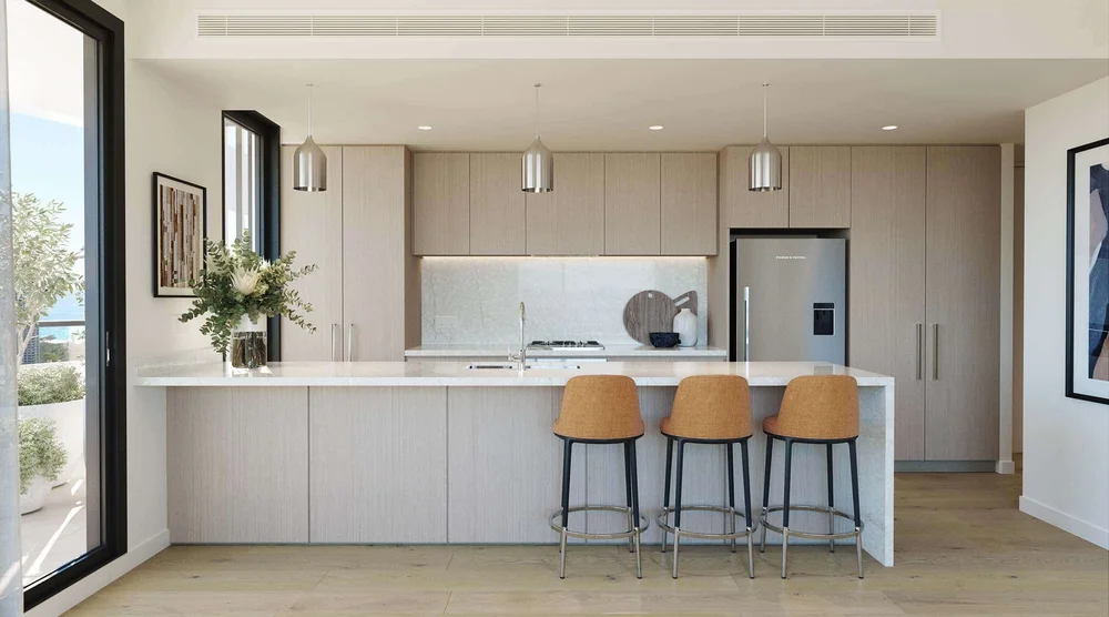 Gold Coast apartment for sale chef style kitchen and ocean facing open plan living