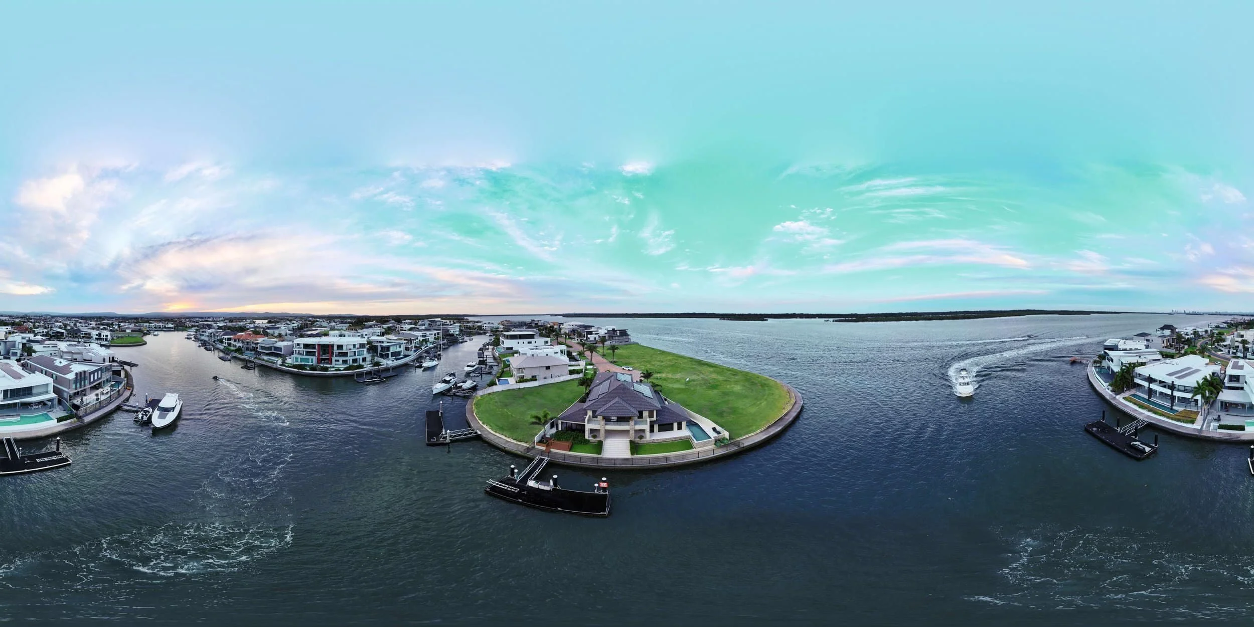 Aerial view of the Sovereign Islands estate, Gold Coast