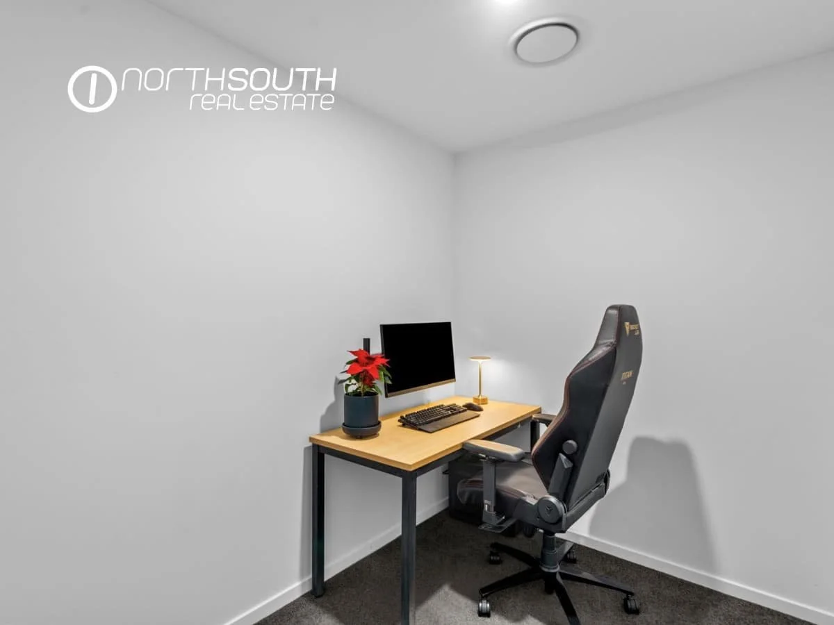 Study / office room with a desk at 3409/5 Harbourside Ct Waterpoint Residences, Biggera Waters QLD. 