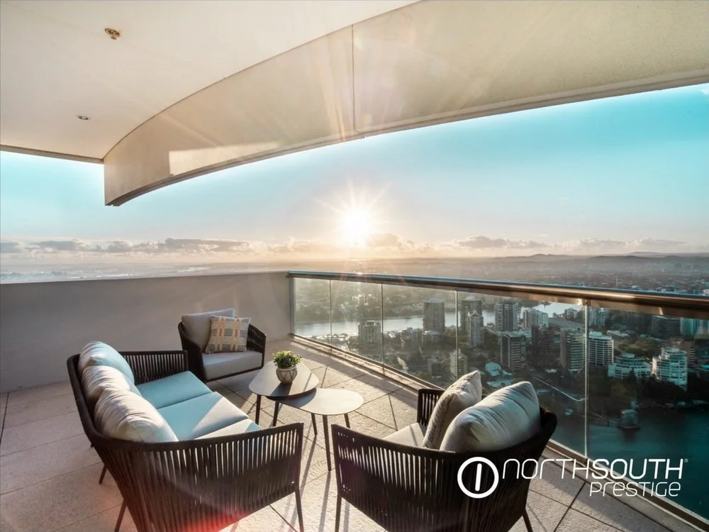 Verandah view of Riparian apartment in Brisbane, showcasing premium riverside property
