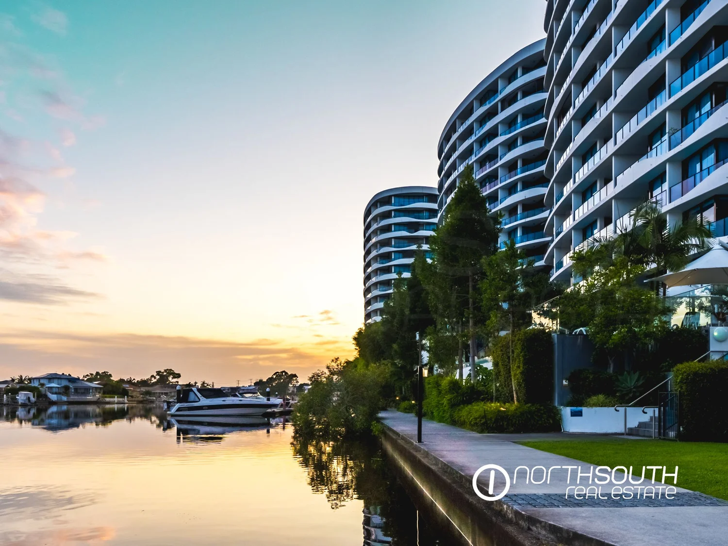Waterfront view from an apartment on the Gold Coast secured through off-market access
