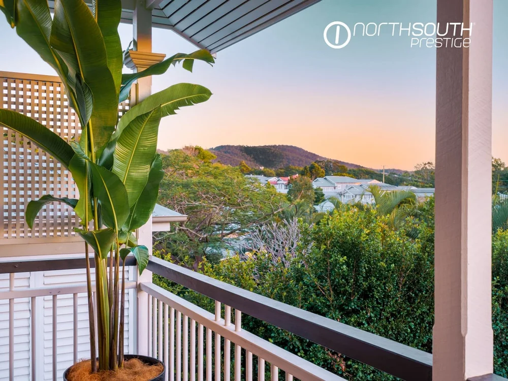 Image of properties for sale Brisbane in Bardon balcony view overlooking leafy Bardon surrounds.