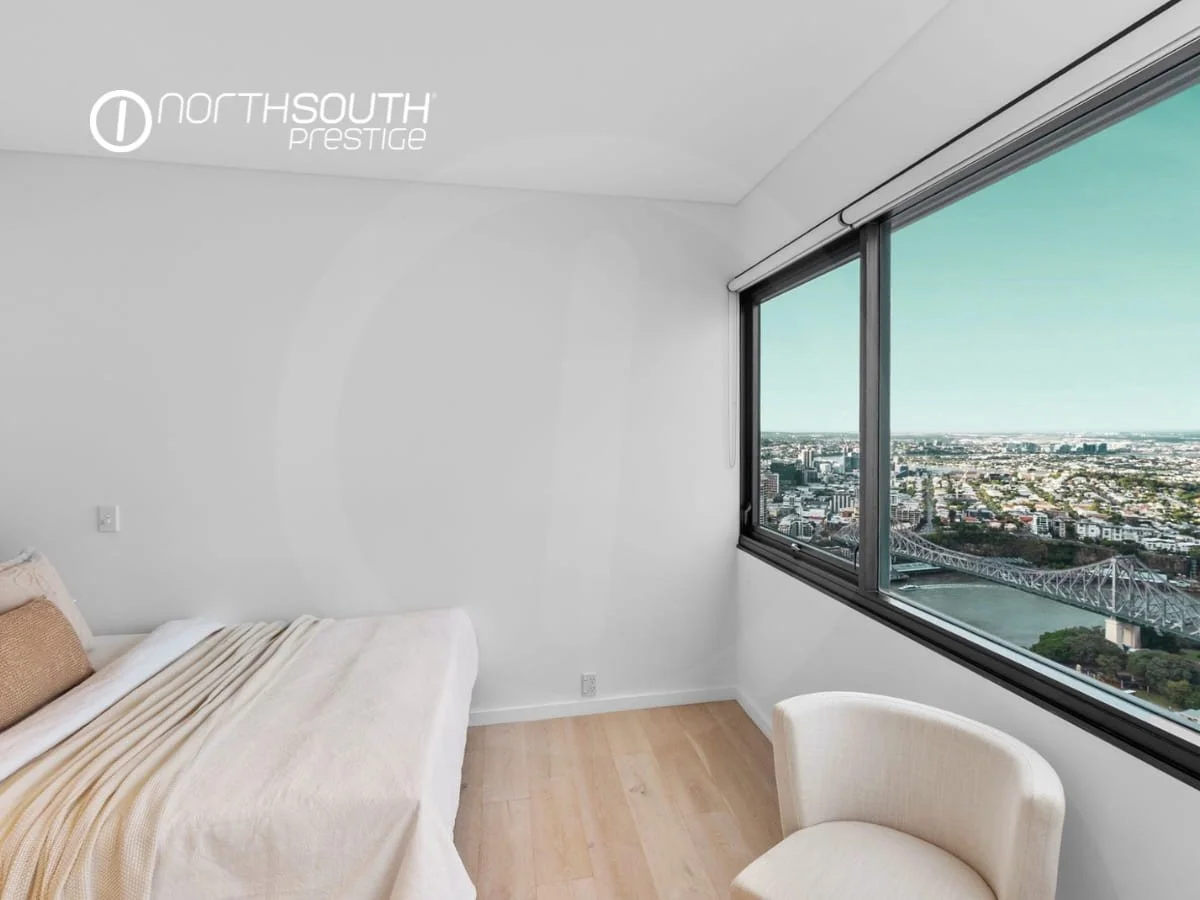 Second bedroom with Story Bridge views from the window - Brisbane properties for sale Riparian Plaza apartment 4903 