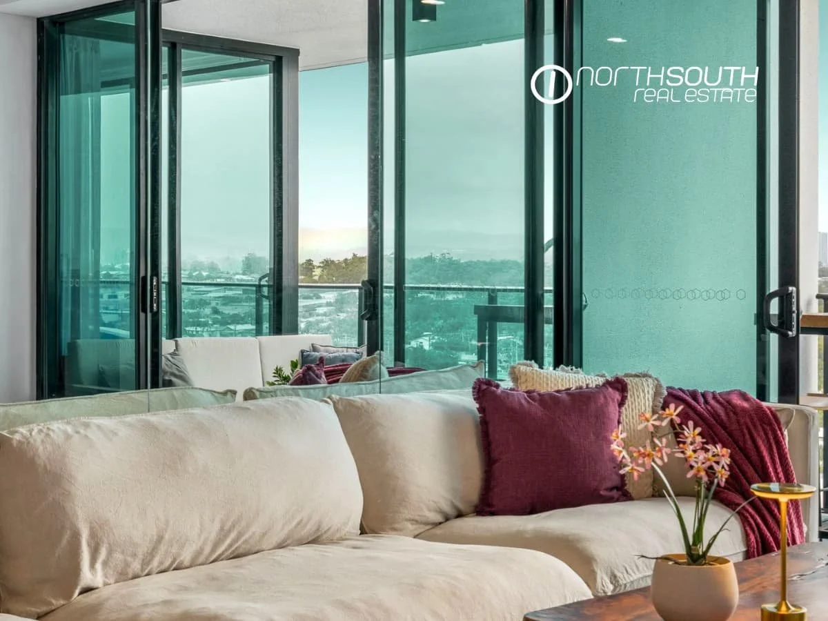 Views from the living area at Waterpoint Residences, Biggera Waters QLD. 