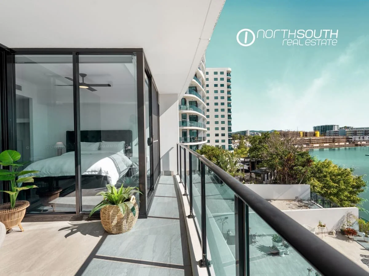 Canal views and master bedroom at the apartment 3303 at Waterpoint Residences at 5 Harbourside Court, Biggera Waters QLD.