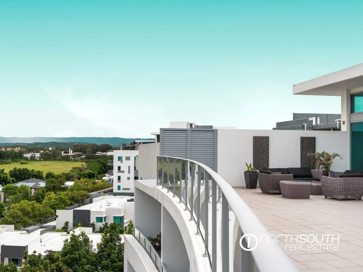 View of parks and mountains from the Entertainment Lounge at 41 Harbour Town Drive Biggera Waters