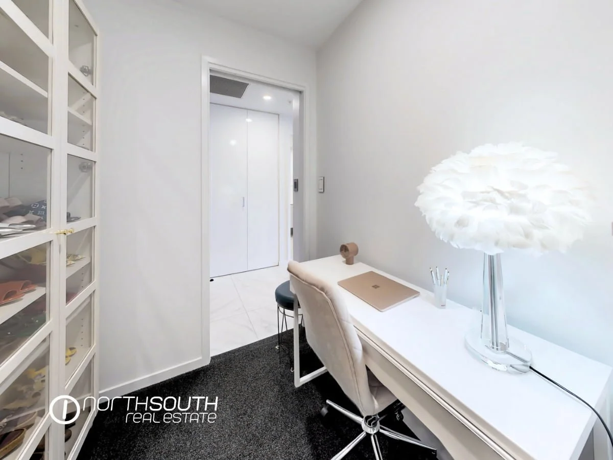 Study Office Room with a desk and a laptop at 4705 5 Harbourside Ct, Biggera Waters, QLD.