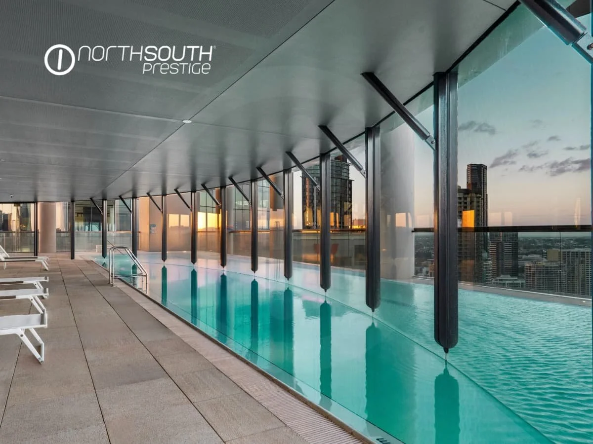 Recreational Facilities Level 39 indoor pool with sunset views – Brisbane properties for sale Riparian Plaza apartment 4903 