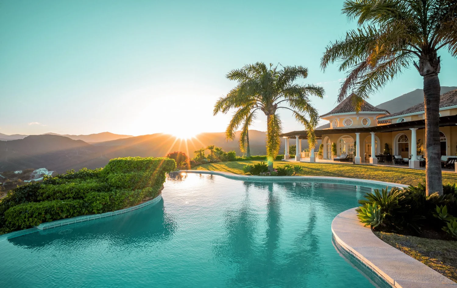 sunset mountain background luxury villas in marbella spain